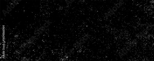 Snow, stars, fairy twinkling lights, rain drops on black background. Abstract vector noise. Small particles of debris and dust. Distressed uneven grunge texture overlay.