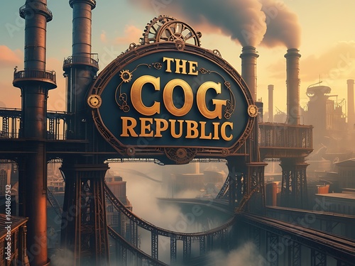 Steampunk City Entrance Sign.