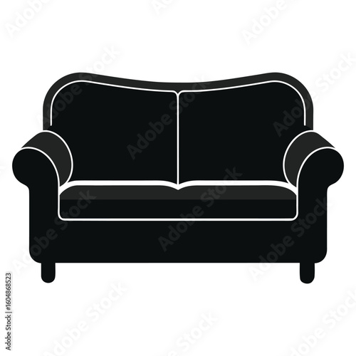 Elegant sofa silhouette a classic furniture piece rendered in a clean vector graphic isolated on white background