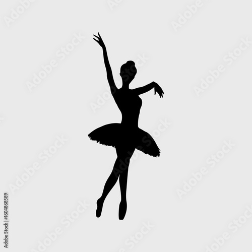 Ballerina Dance Girl Icon Black Isolated Vector Illustration Art