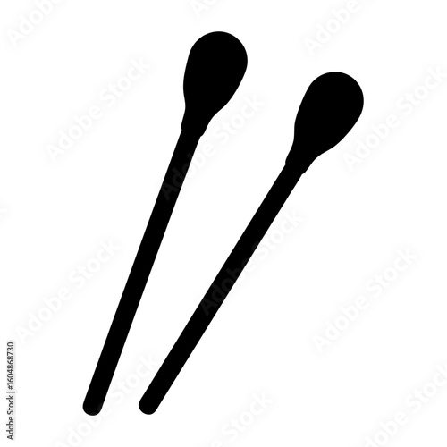 Two black cotton swabs isolated on a white background cleanliness concept