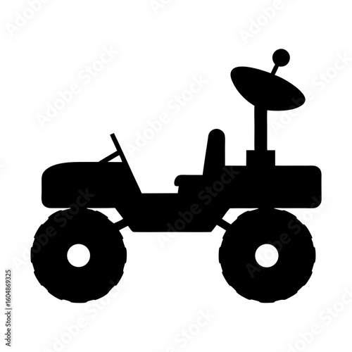 Stylized lunar rover silhouette with antenna against a white background art