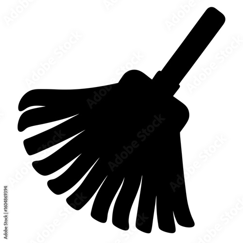 Black silhouette of a string mop used for cleaning floors surface