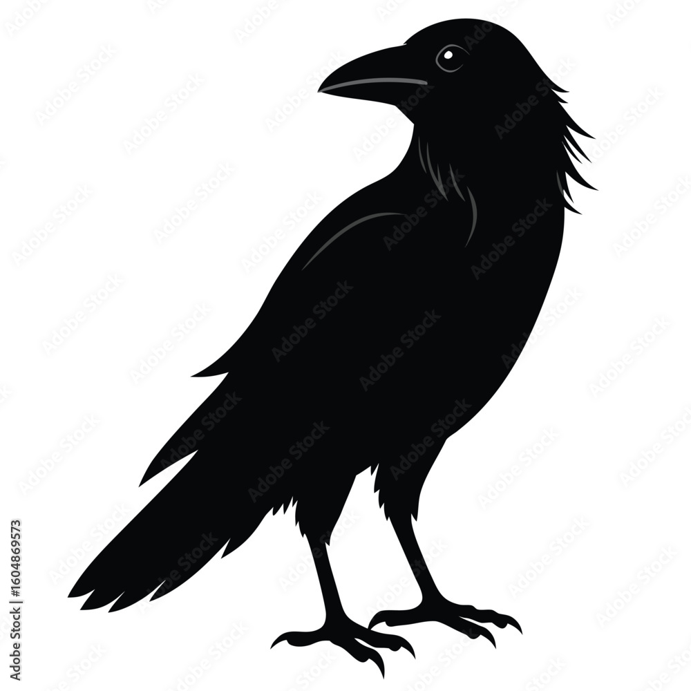 Fototapeta premium Striking silhouette of a crow in flight a powerful avian symbol isolated on white background for graphic design projects