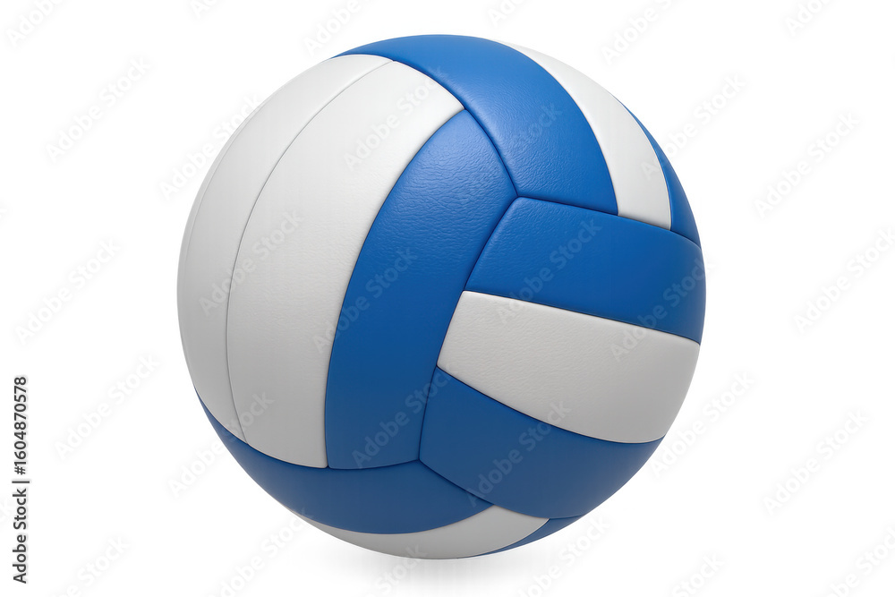 Classic blue and white volleyball ball rotating on transparent background, perfect for sports-related projects Classic blue and white volleyball ball rotating on transparent background, perfect for sports-related projects