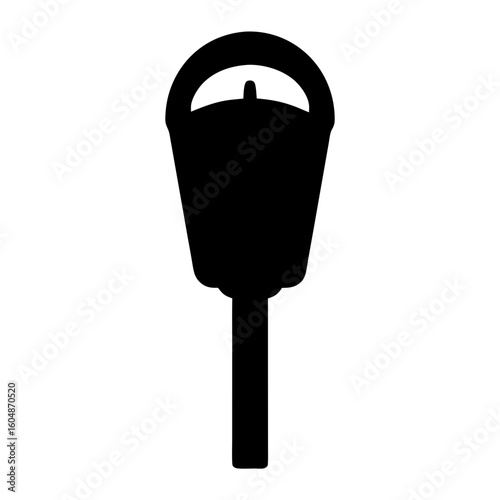 Silhouette image of a vintage parking meter on a white background
