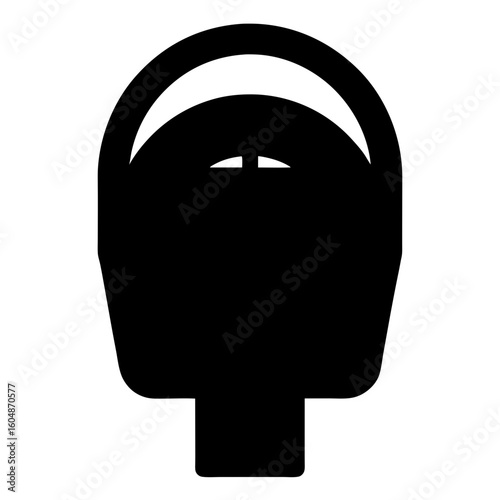 Silhouette of Parking Meter Icon for Urban Use, Black silhouette of a parking meter, commonly used in urban planning, transportation, street signage, and city service illustrations.
