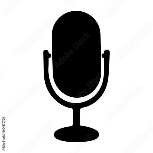 Simple black and white microphone icon for audio recording and podcasting