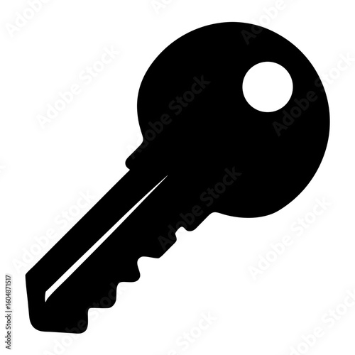 Simple black and white key illustration for security and access control