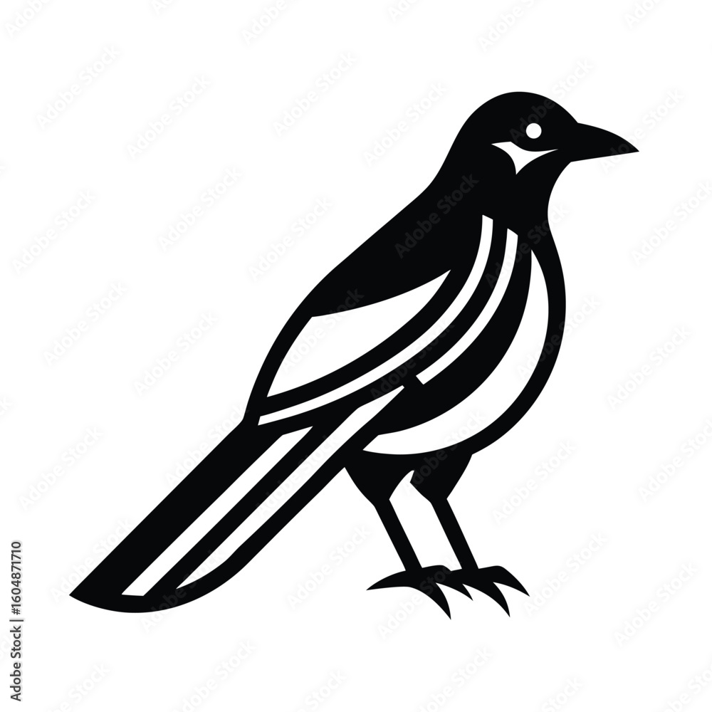 Obraz premium Minimalist magpie bird logo graphic vector