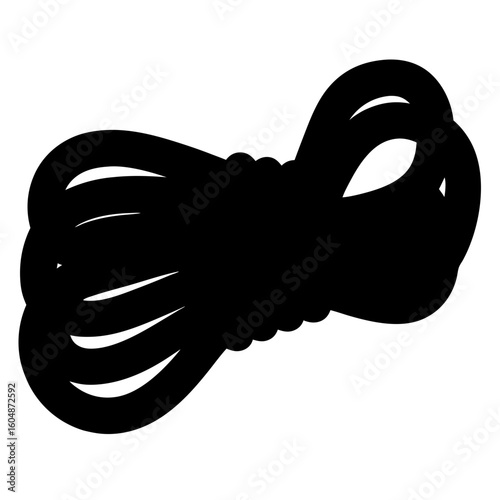 A solid black silhouette of a coiled rope commonly used in boating