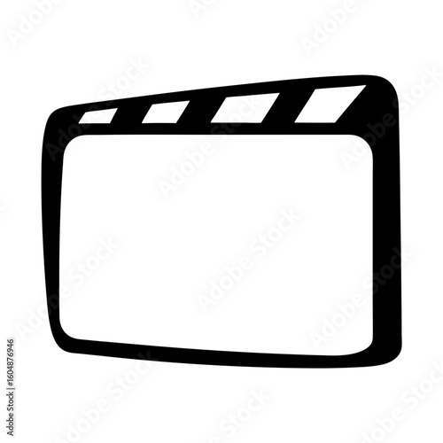 Illustration of a film clapperboard with a thick black outline graphic