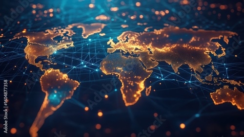 A world map with a blue background
