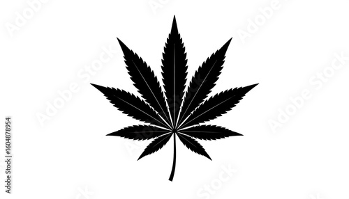 Simple black cannabis leaf graphic