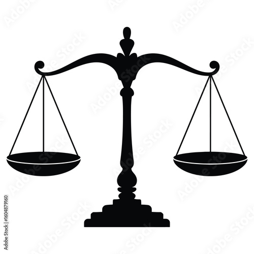 Black balance scale symbol justice weighing