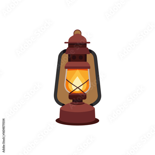 realistic camp lantern with warm glowing light iso