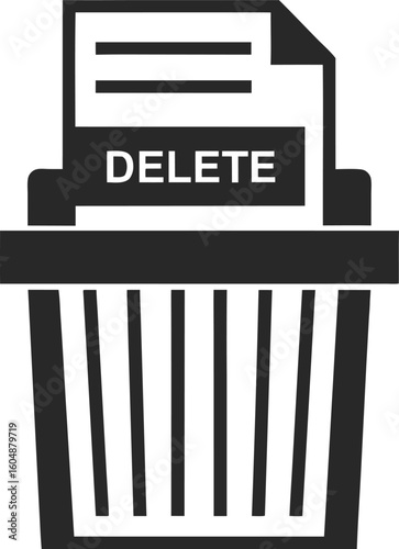Document shredder with delete text silhouette isolated on transparent background