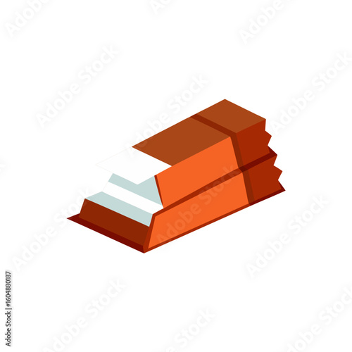 realistic stack of chocolate bars wrapped in foil 