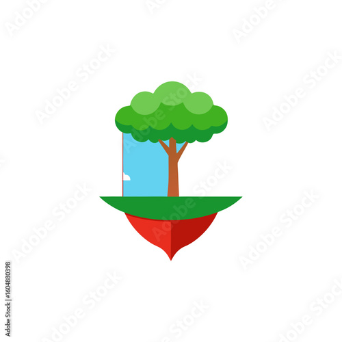 tiny floating island with a tree and hammock isola