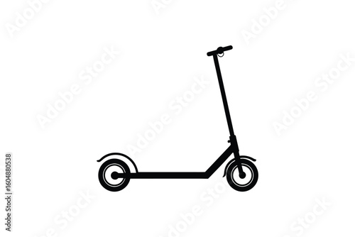 Minimalist Black and White Electric Scooter Illustration Modern Transportation Device for Urban Commuting Isolated on White Background Silhouette simple