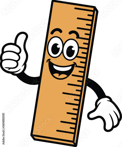 Happy cartoon ruler giving a thumbs up