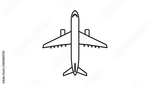 Simple black line drawing of an airplane (1)