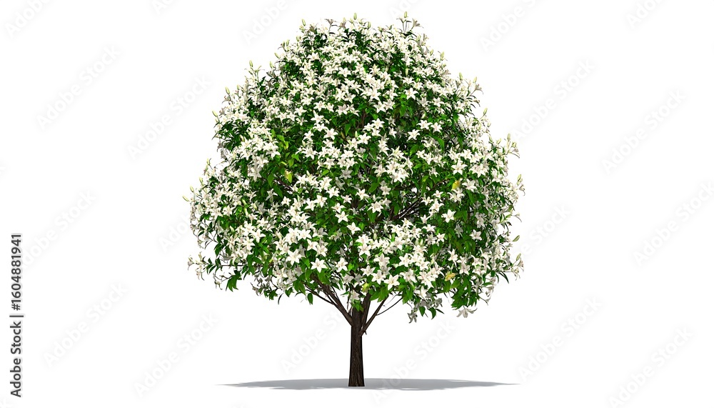 Fototapeta premium Lush flowering tree against white background