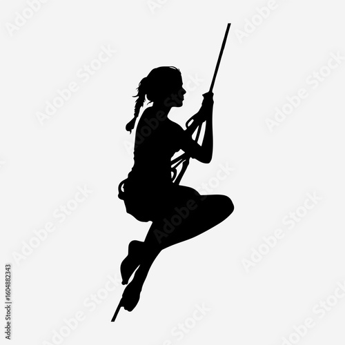 Girl Swing Icon Black Symbol Vintage Style Design Illustration Art