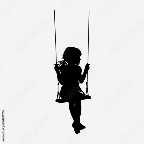 Abstract Swing Black Icon Symbol Swing Girl Silhouette Art