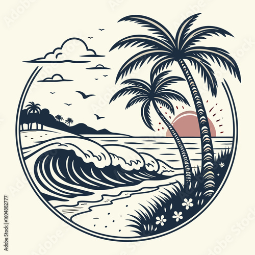 palm, beach, tree, summer, tropical, sea, island, 