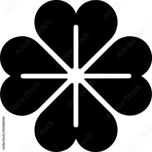 Abstract Four-Petal Geometric Flower Icon in Black