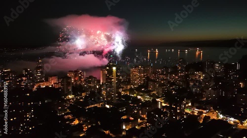 aerial view of a fireworks in Vancouver summer