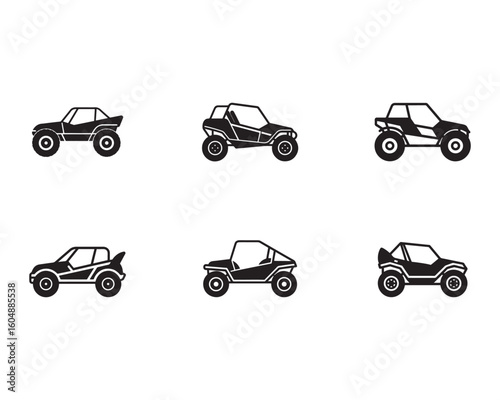 Set of Off Road Vehicle Icons for Outdoor Adventures and Extreme Sports Graphic Design Elements in Vector Format