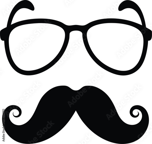 retro sunglasses and handlebar mustache black silhouette