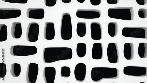 Abstract white organic shapes with black voids background pattern vector