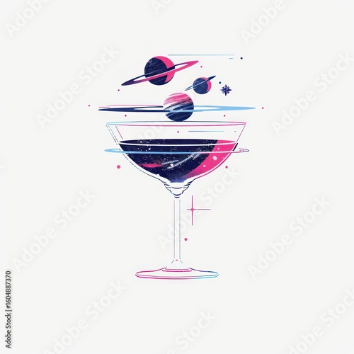A martini glass filled with a cosmic drink