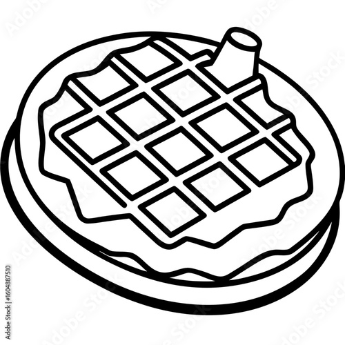 Waffle  icon featuring toast, eggs, coffee, and more. Perfect vector for food-themed design
