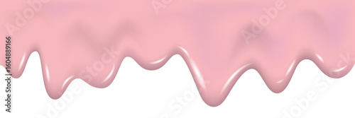 Dripping glossy pink cream, jelly or caramel border.