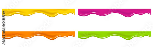 Pink, green, yellow, orange drip cream drops, jelly.