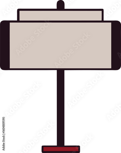 Overhead Blank Signboard on Single Pole – Vector Illustration.