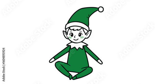 A cute elf wearing a green outfit and hat