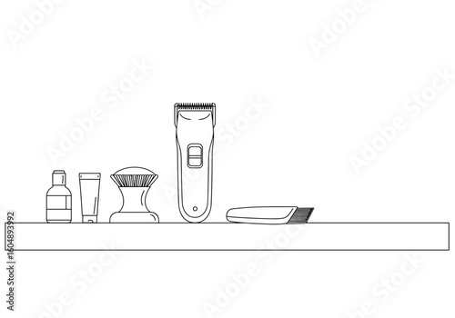 Beard trimmer on a countertop on a transparent background
