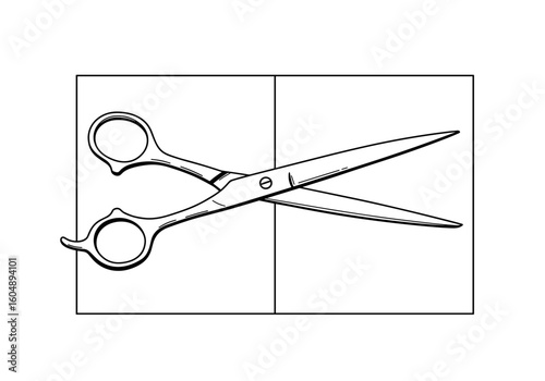 Beard scissors on a tile on a transparent background
