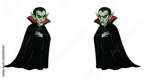 Two intimidating cartoon vampires with a look of menace and sharp fangs.