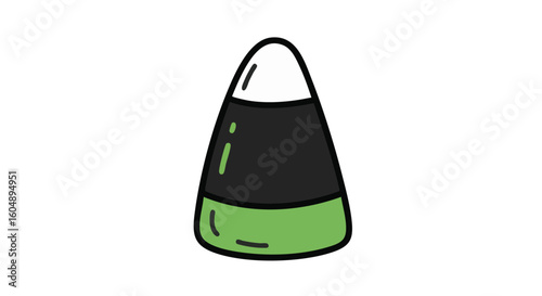 An unusual Halloween candy corn, with three distinct colors.