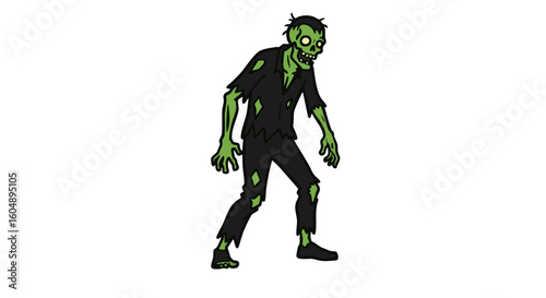A solitary zombie with a scary, decaying appearance.