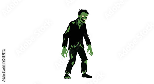 A frightening zombie walking.