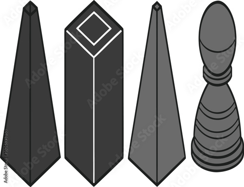 solid forms representing abstrac silhouettes