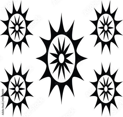 geometric patterns with a radial silhouettes