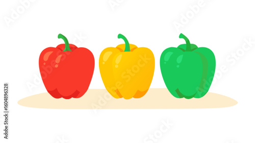 Colorful bell peppers red yellow green vector illustration healthy eating vegan food fresh vegetables cooking diet 100
